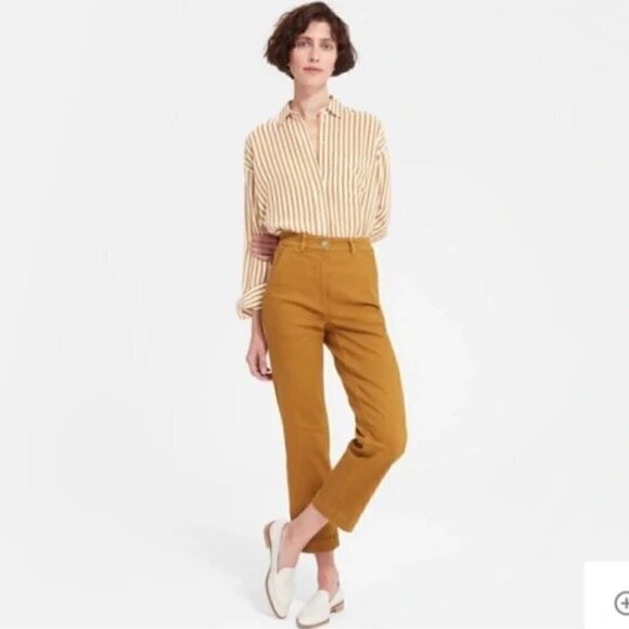 Everlane Pants 0 Denim Straight Leg Cropped Jean Golden Brown Neutral Minimalist - Picture 11 of 15